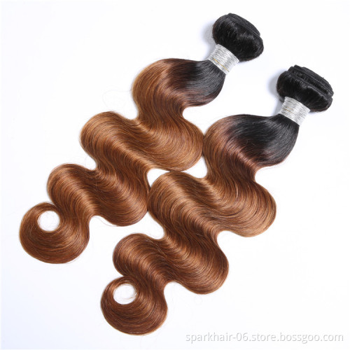 9a 100g SPARK Remy Human Hair Weaving Bundle for Women Weave Hair Extension Brazilian Ombre Black Brown Body Wave 1b/30